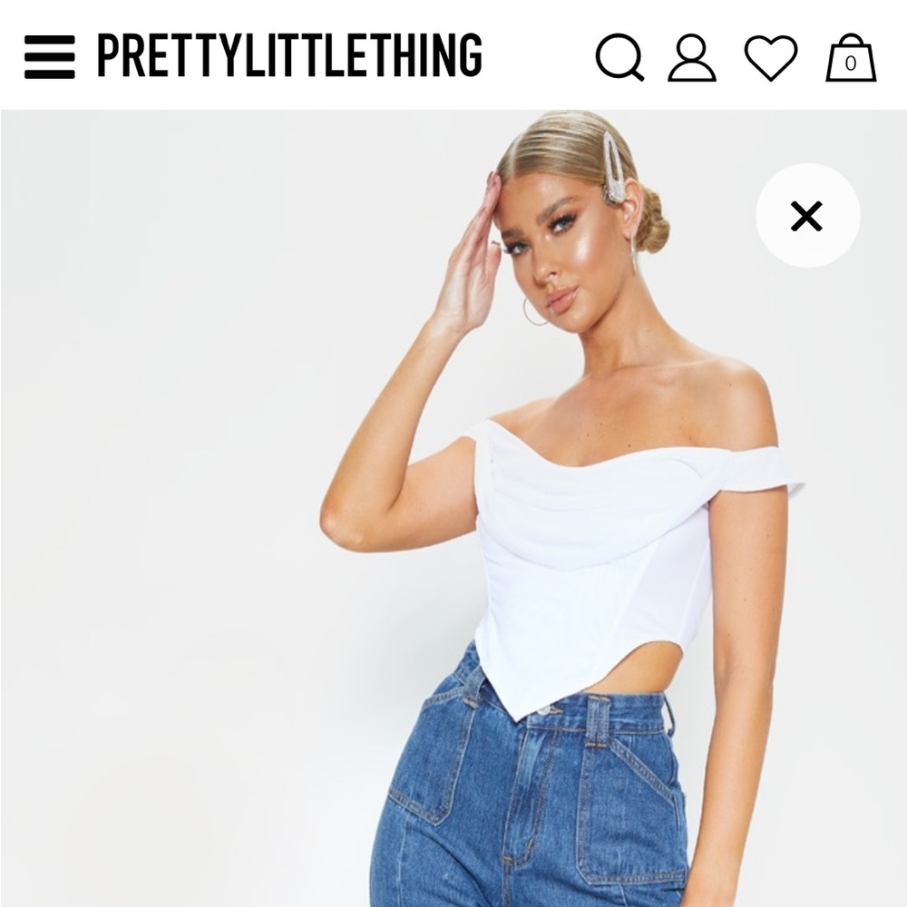 PLT Corset Mesh Bardot top